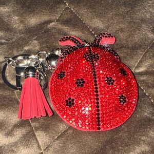 Sparkling Red Ladybug Keychain with Tassel